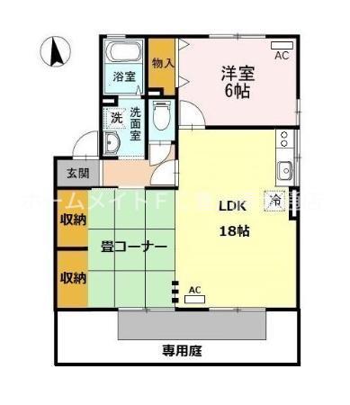 セジュールみなみ(1LDK/1階)の間取り写真
