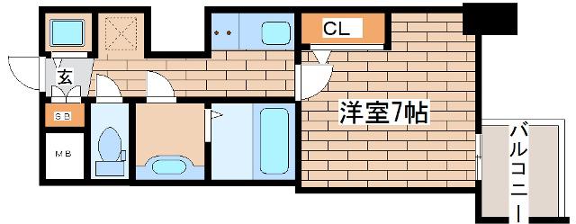 ララプレイス三宮ルミナージュ(1K/14階)の間取り写真