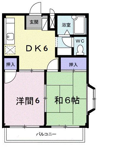 セジュール(2DK/2階)の間取り写真