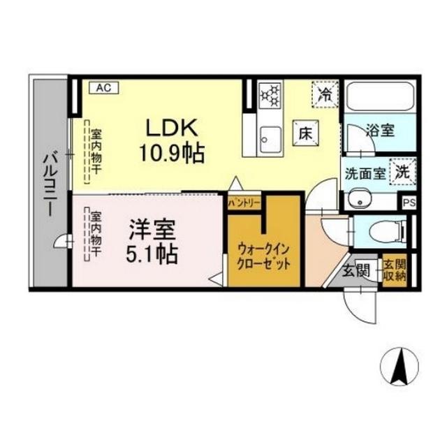D CREST 若松町(1LDK/1階)の間取り写真