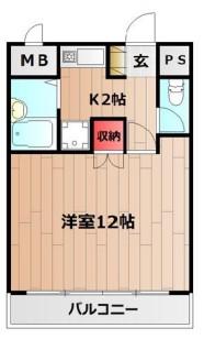 クローバーズマンション(1K/2階)の間取り写真