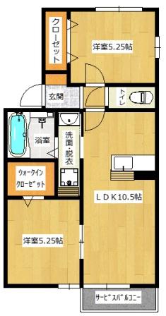 ヒルズ堀割(2LDK/2階)の間取り写真