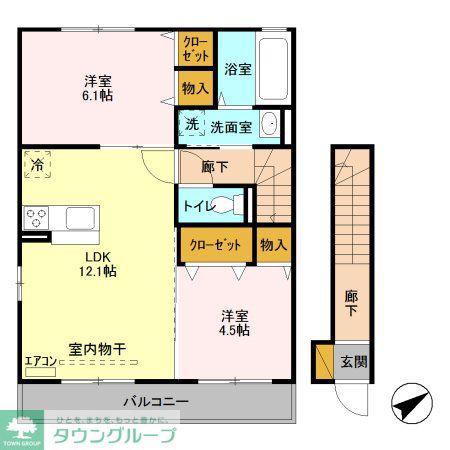 サンパレス宮前(2LDK/2階)の間取り写真