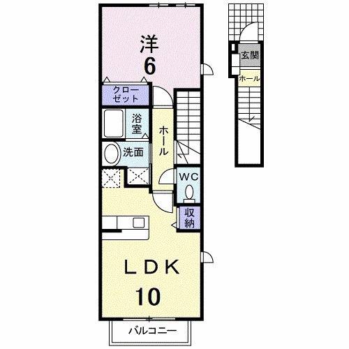 ベルメゾン(1LDK/2階)の間取り写真