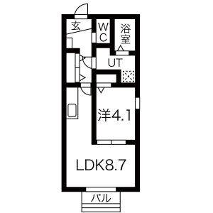DANARS COURT向山(1LDK/1階)の間取り写真