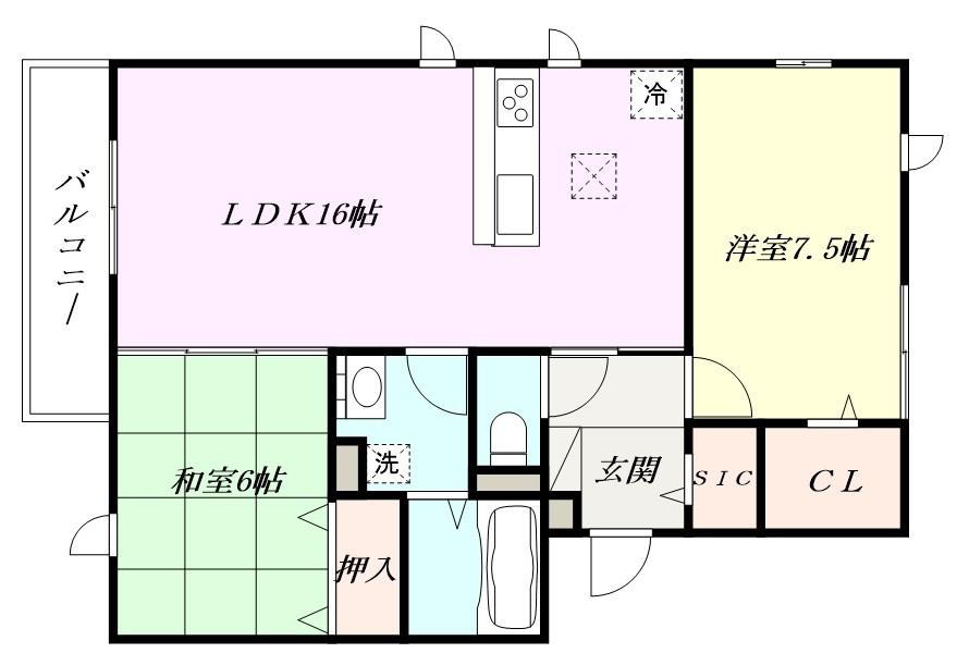 ライブリーヒルズ(2LDK/3階)の間取り写真