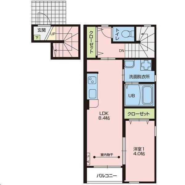 SERESTA吉岡(1LDK/2階)の間取り写真