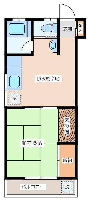 藤コーポ(1DK/2階)の間取り写真