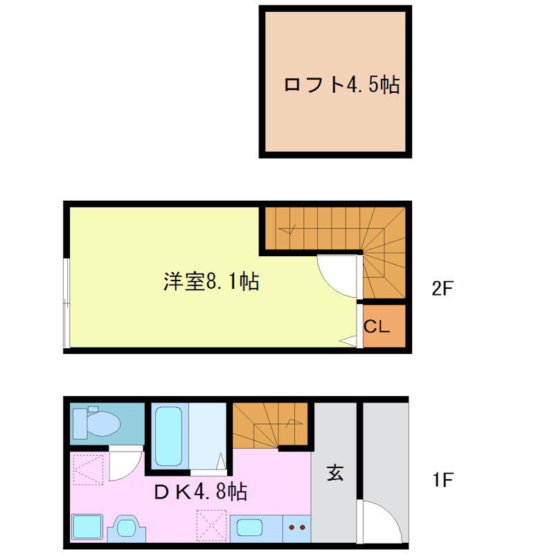 LOFT MAMAMOO B棟(1DK/1階)の間取り写真