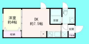 エムズ南雪谷(1DK/2階)の間取り写真