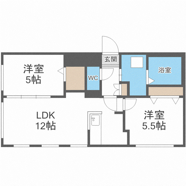 ミカーサN26(2LDK/2階)の間取り写真