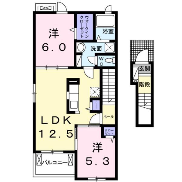 トワイエ ノールⅡ(2LDK/2階)の間取り写真