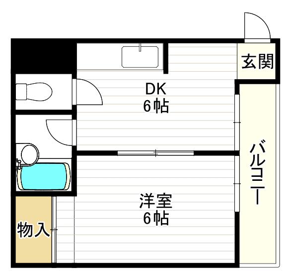 青風ハイツ(1DK/3階)の間取り写真