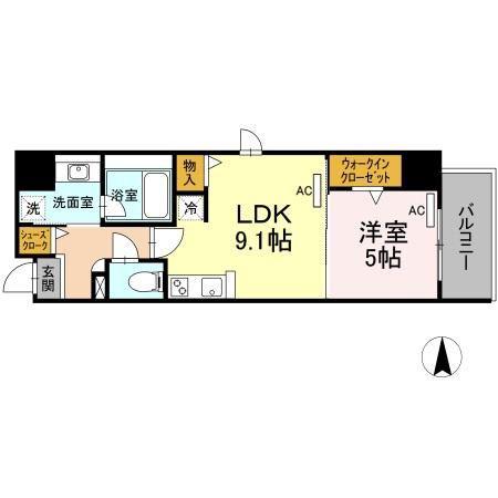 ダイワシティー庄内通(1LDK/4階)の間取り写真