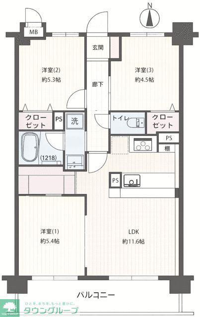 ライオンズシティ北綾瀬(3LDK/2階)の間取り写真