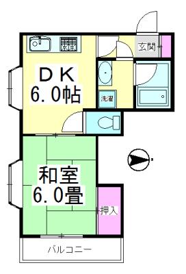 吉田ハウス(1DK/3階)の間取り写真