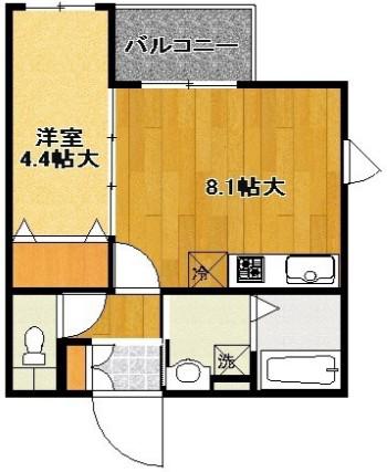 FIORE SHIBUYA(1LDK/2階)の間取り写真