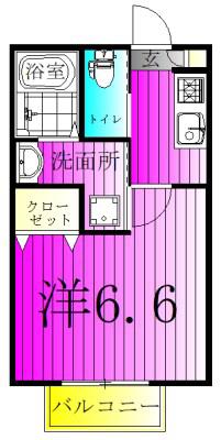 コモド馬込沢B(1K/1階)の間取り写真