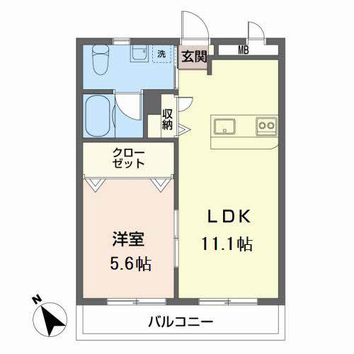 カーサウィル(1LDK/1階)の間取り写真