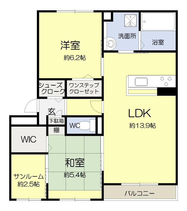 RAVINE千里中央(2LDK/3階)の間取り写真