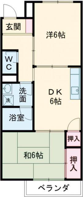 エスポワール大井A棟(2DK/2階)の間取り写真