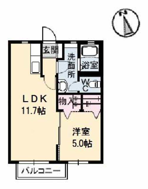 シャーメゾン・ヴィヴァーチェ(1LDK/2階)の間取り写真
