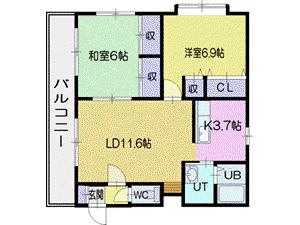 メゾンド・グルーひばりが丘(2LDK/3階)の間取り写真