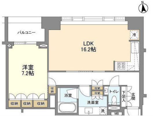 LASANTE 麻布十番(1LDK/14階)の間取り写真