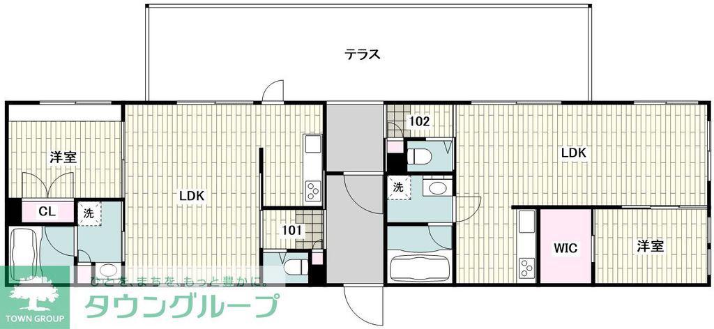 MEDIC GARDEN 柿の木坂(2LDK/1階)の間取り写真
