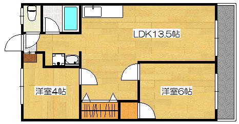 神宮ビル(2LDK/2階)の間取り写真