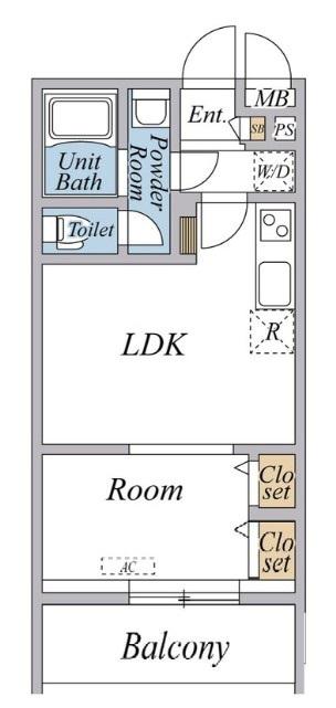 リブリ・西国立(1LDK/2階)の間取り写真