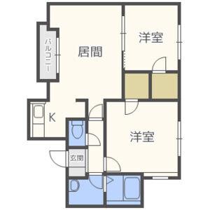 ラグナベルデ発寒II(2LDK/2階)の間取り写真