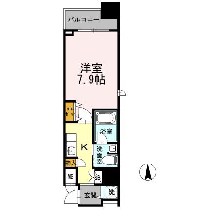 カスタリア堺筋本町(1K/8階)の間取り写真