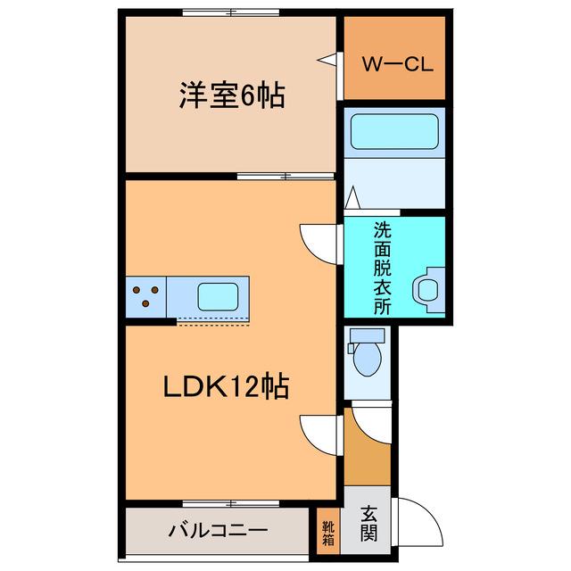 RUBYVI(1LDK/2階)の間取り写真