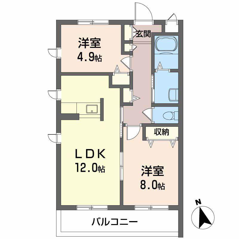 メゾン・はなみずき(2LDK/3階)の間取り写真