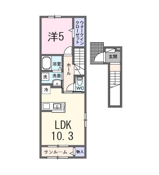 ペニーレイン(1LDK/2階)の間取り写真