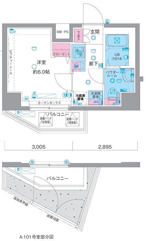 エストゥルース横浜吉野町II(1K/6階)の間取り写真