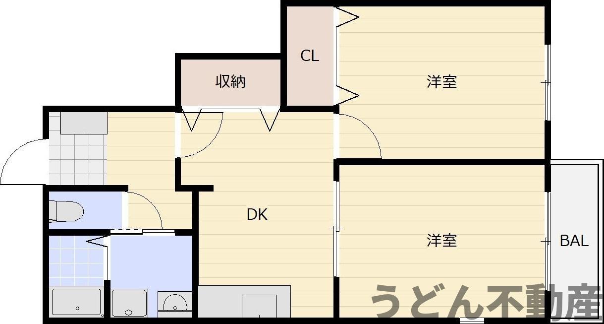 ムイビエーン(2DK/1階)の間取り写真