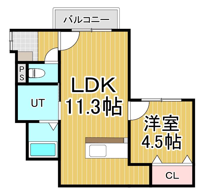 カーサ富士(1LDK/2階)の間取り写真
