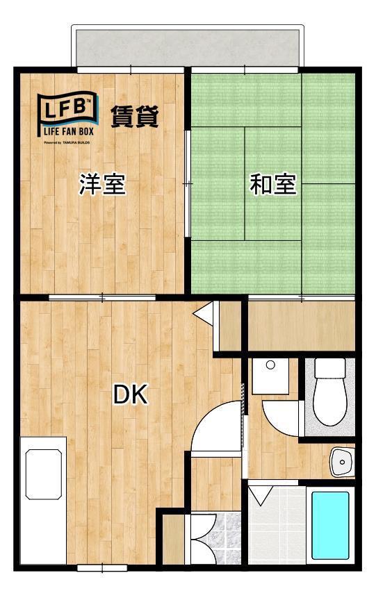 道場ハイツF(2DK/1階)の間取り写真