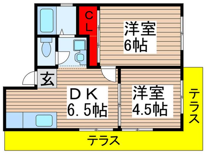 八千代コーポB棟(2DK/1階)の間取り写真