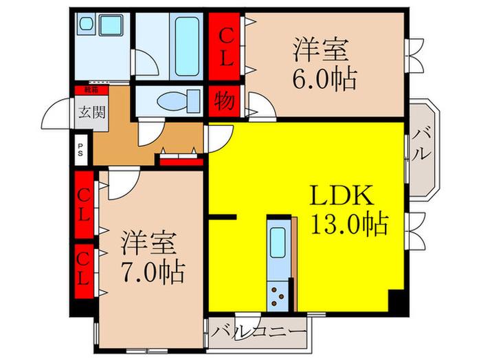 アネックス池田(2LDK/2階)の間取り写真