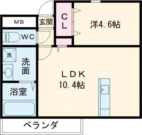 ウィンドヒル御殿山I(1LDK/2階)の間取り写真