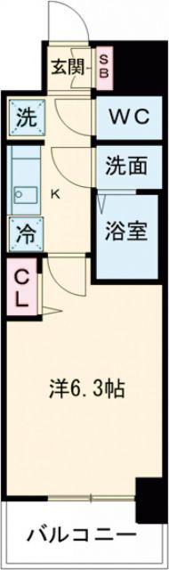 ファステート東大阪アダマス(1K/2階)の間取り写真
