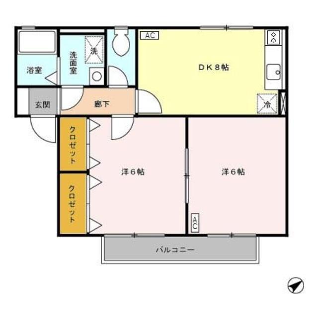 CRESENT TSUBAME A(2DK/2階)の間取り写真