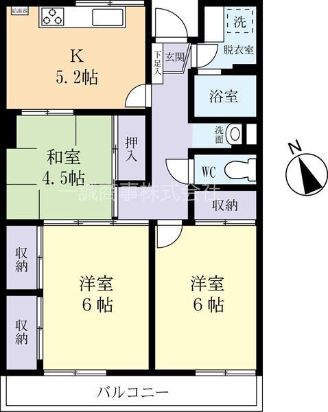 市毛マンション(3DK/7階)の間取り写真
