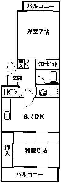コーポ増尾(2DK/2階)の間取り写真