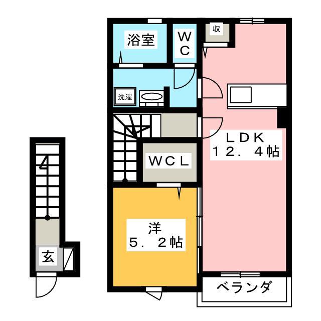グリーンヒルズ セレノ(1LDK/2階)の間取り写真