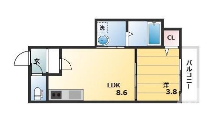GRANDIR堺(1LDK/2階)の間取り写真