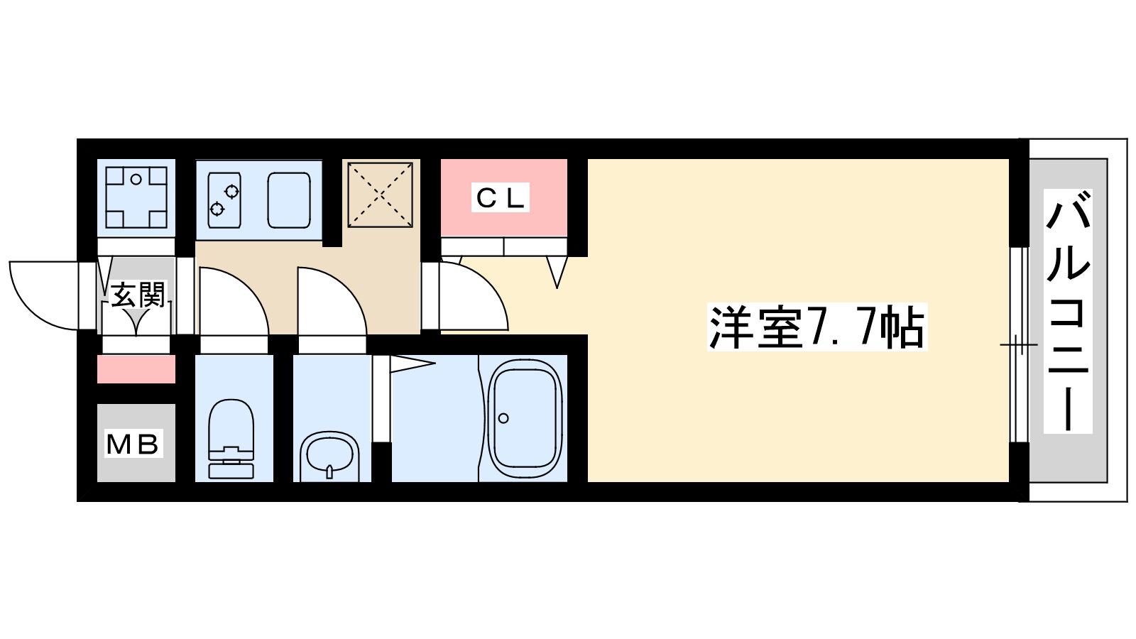エスレジデンス三国ウエスト(1K/8階)の間取り写真